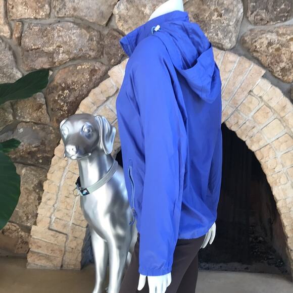 L.L. Bean Blue Full Zip Windbreaker Nylon Hooded Jacket Women's Size Medium - Picture 4 of 7